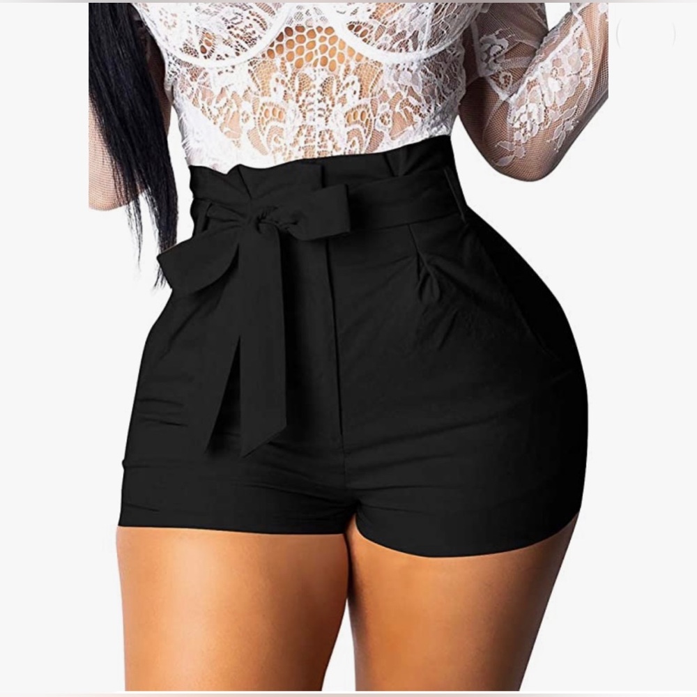 NWT Women’s casual high waist ruffle bow tie shorts - Picture 4 of 7